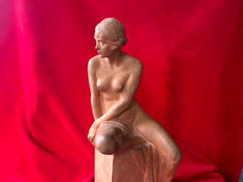 French Terracotta Sculpture Signed L Riche