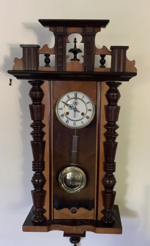 ANTIQUE WALL CLOCK WITH PENDULUMGERMAN AUSTRIAN