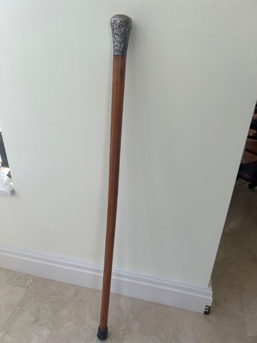 Victorian Silver Handed Malacca Walking Cane