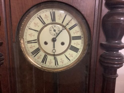 VICTORIAN VIENNA REGULATOR DOUBLE BRASS WEIGHTS WALL CLOCK - ADDITIONAL PHOTO 2