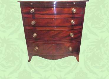 Edwardian Small Bow Fronted Mahogany Chest