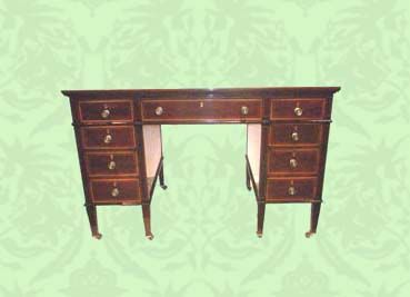 Edwardian Inlaid Mahogany Pedestal Desk