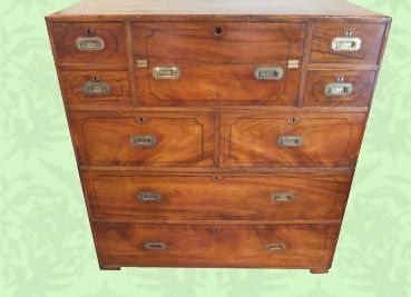 Victorian Camphorwood Secretaire Military Chest