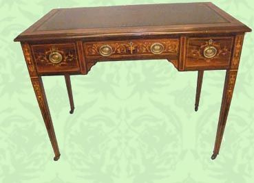 Victorian Inlaid Rosewood Writing Table Desk Circa 1880-1910