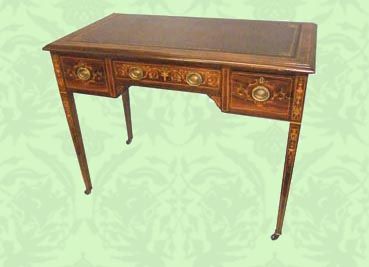 fig 1. Victorian inlaid rosewood writing table desk circa 1880-1910