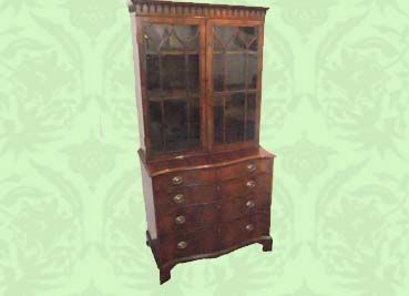 Early 20thc.yew-wood,serpentine,bookcase
