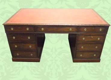 Georgian Style Mahogany Pedestal Desk Circa 1870