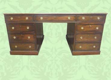 fig 1. Georgian style mahogany pedestal desk circa 1870