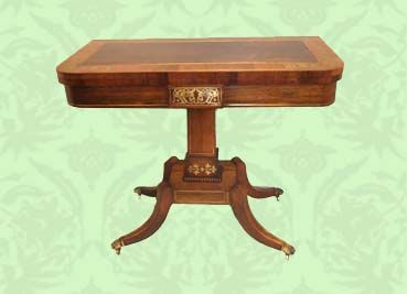 Regency Brass Inlaid Rosewood Card-table