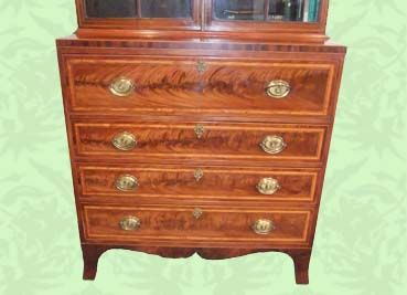 fig 2. George III mahogany inlaid secretaire bookcase