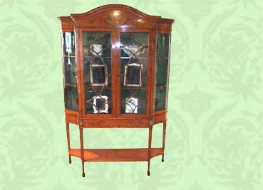 Edwardian Satinwood and Decorated Display Cabinet