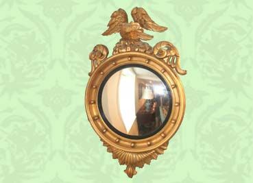 Antique Gilt Convex Eagle Mirror