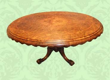 Victorian Inlaid Burr Walnut Oval Loo Table