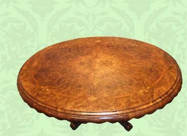 fig 2. Victorian inlaid burr walnut oval loo table