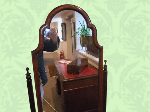 fig 1. Queen Anne style mahogany cheval dressing mirror