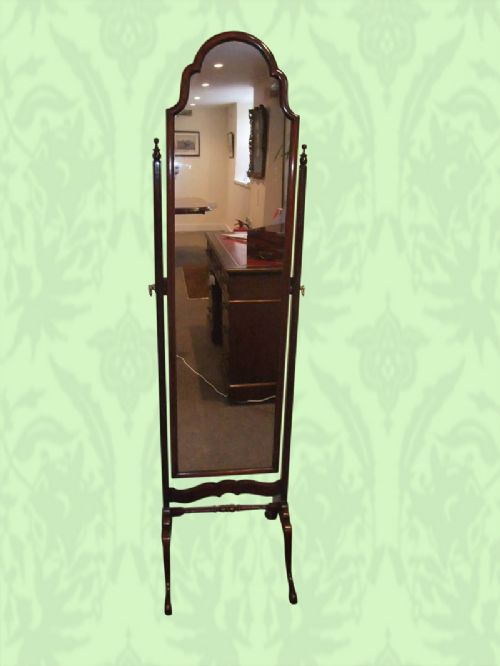 Queen Anne Style Mahogany Cheval Dressing Mirror