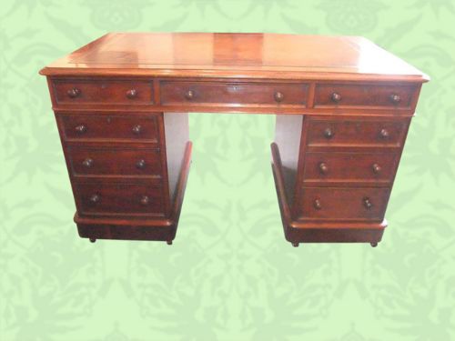 Antique Victorian Mahogany Pedestal Desk
