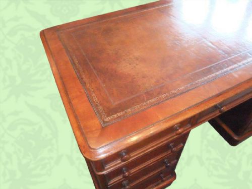 fig 1. Antique Victorian mahogany pedestal desk