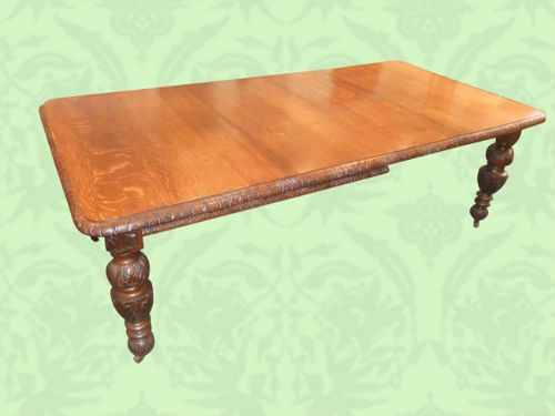 Victorian Carved Oak Extending Dining Table