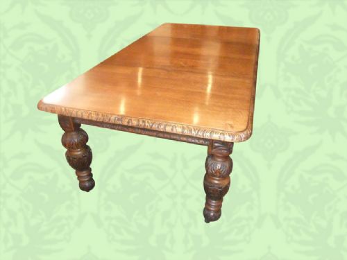 fig 1. Victorian carved oak extending dining table