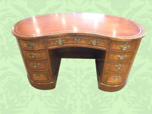 Edwardian Walnut Kidney Shaped Desk