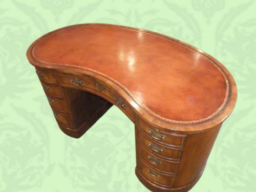 fig 2. Edwardian walnut kidney shaped desk