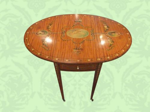 Edwardian Painted Satinwood Small Pembroke Table