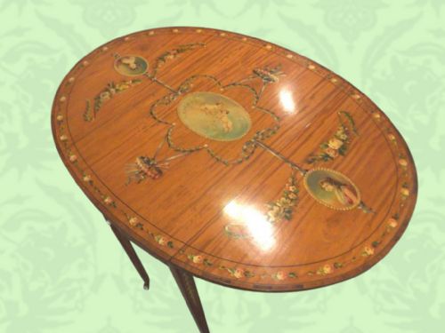 fig 1. Edwardian painted Satinwood small Pembroke table