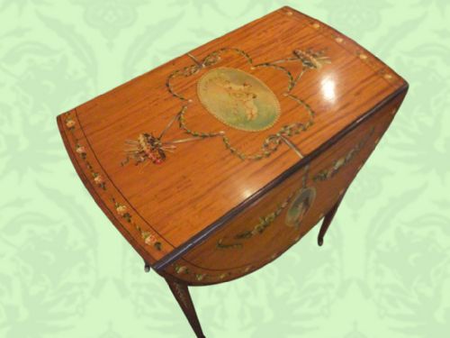 fig 3. Edwardian painted Satinwood small Pembroke table