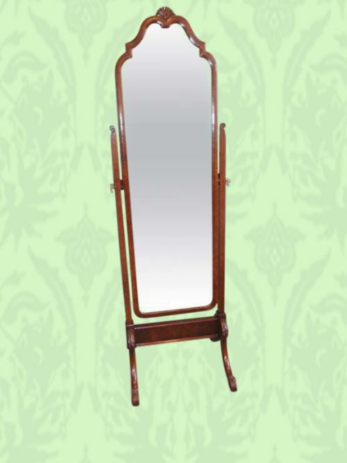 Edwardian Walnut Cheval Dressing Mirror