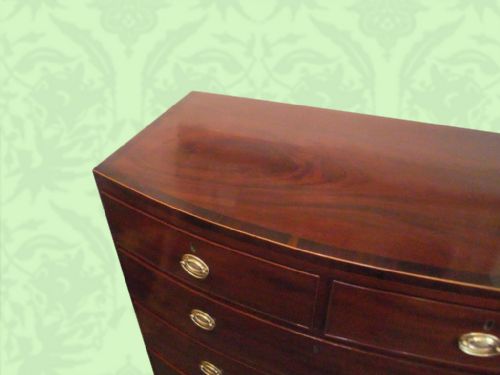 fig 1. Antique Georgian mahogany cross-banded chest of drawers