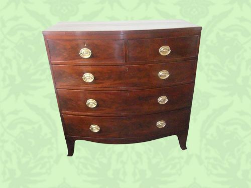19thc. Mahogany Bow-fronted Chest of Drawers