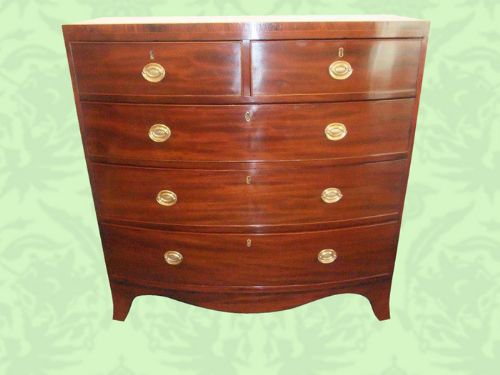 Antique Georgian Mahogany Cross-banded Chest of Drawers