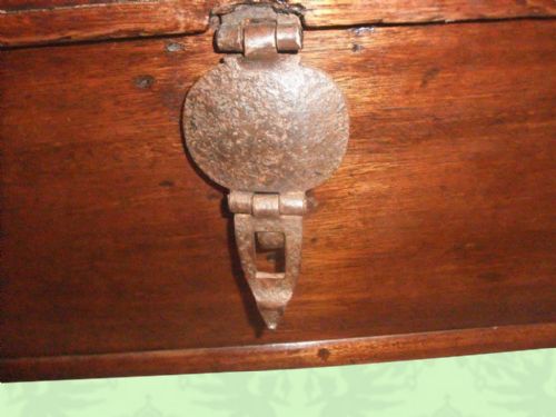 fig 1. Antique Colonial teak trunk with brass corners