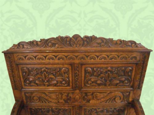 fig 1. Victorian carved oak settle
