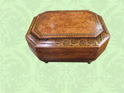 Regency Walnut and Pen-work Work-box