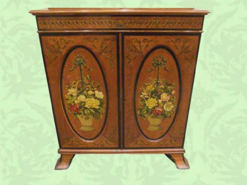 fig 1. Antique Satinwood bookcase with painted decoration