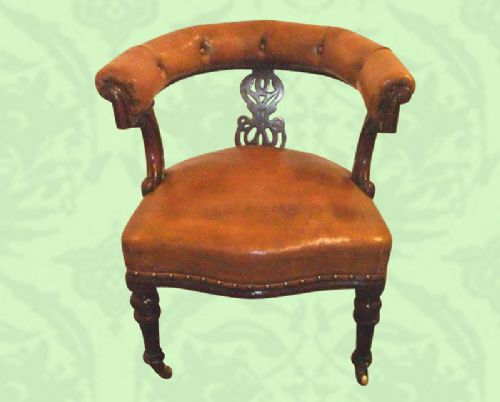 Victorian Horseshoe Shaped Library Desk Chair