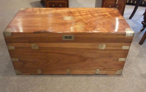 Victorian Camphorwood Brass Bound Campaign Trunk
