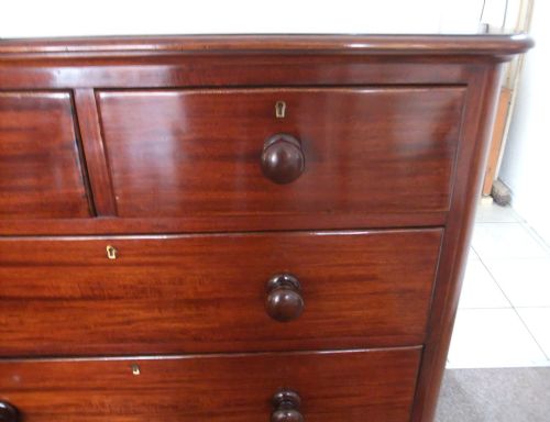 fig 1. Victorian mahogany round cornered chest of drawers