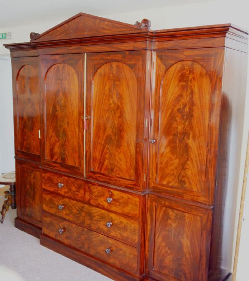 Antique Mahogany Breakfront Wardrobe