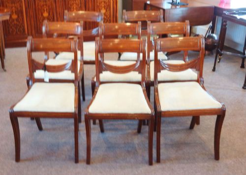 Set of 8 Regency Mahogany Sabre Leg Chairs