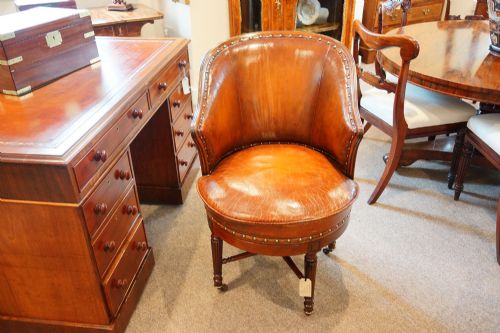 Victorian Mahogany Revolving Leather Desk Chair