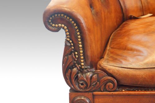 fig 1. William IV mahogany button-back leather easy chair