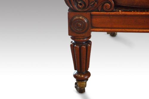 fig 2. William IV mahogany button-back leather easy chair