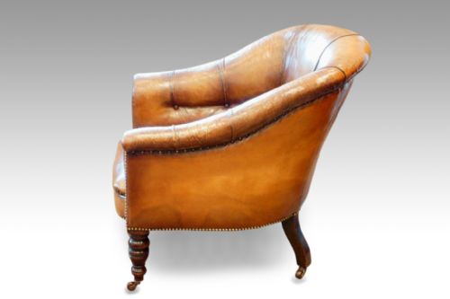 fig 1. Superb Victorian button back leather easy chair