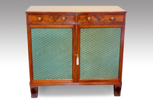 Regency Mahogany Side-cabinet with Brass Grilled Doors