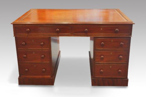 Victorian Mahogany Small Pedestal Partners Desk