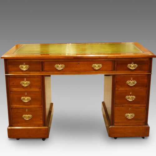 Edwardian Walnut Pedestal Desk