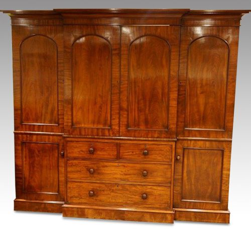 William IV Mahogany Break-front Wardrobe with Press